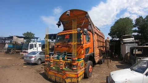 Pakistani truck Stock Footage 113594407