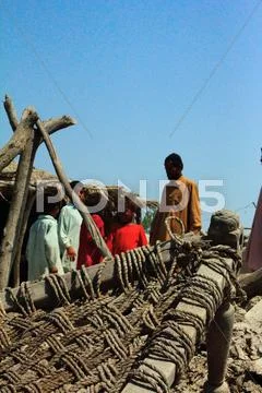 Pakistani Village destroyed By Floods in 2010 Stock Photos