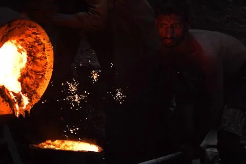 Pakistani workers at an iron die-casting factory in Karachi, Pakistan - 10 Sep 2 Stock Photos
