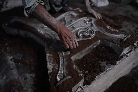 Pakistani workers at an iron die-casting factory in Karachi, Pakistan - 10 Sep 2 Stock Photos