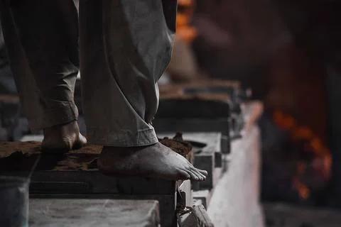 Pakistani workers at an iron die-casting factory in Karachi, Pakistan - 10 Sep 2 Stock Photos