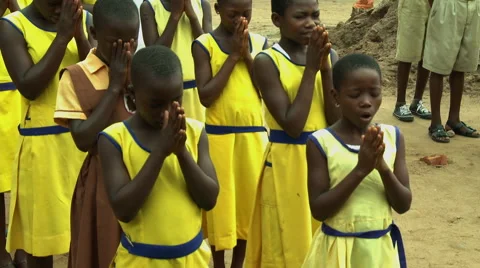 PAKRO STUDENTS PRAYING LORDS PRAYER IN ENGLISH Stock Footage 58026287