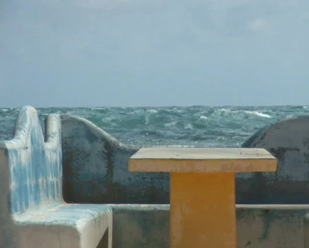 PAL: bench at the ocean Stock Footage 355978