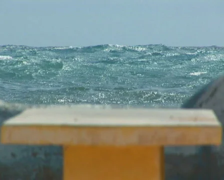 PAL: bench at the ocean Stock Footage 355979