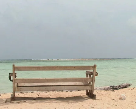 PAL: bench at the ocean Stock Footage 358108