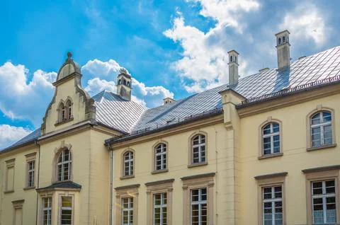 A palace and park complex from the nineteenth eclectic style. Przyszowice Stock Photos