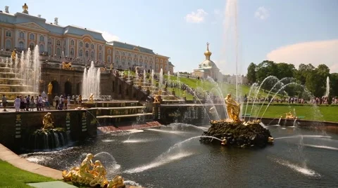 Palace and Park Ensemble in Peterhof in Russia Stock Footage 68859639