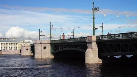 Palace Bridge across Neva river, St. Petersburg Video stock 45203544
