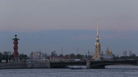 Palace Bridge and Peter and Paul Fortress St. Petersburg Stock Footage 63450564
