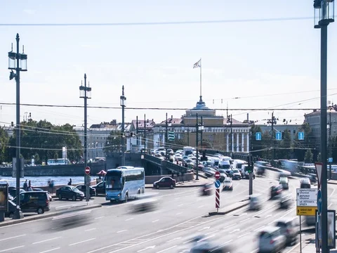 Palace Bridge at the Neva River in Saint Petersburg Stock-Footage 70373725