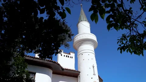 Palace called Quiet Nest in Balchik city, Bulgaria, 4k video Stock Footage 186571634