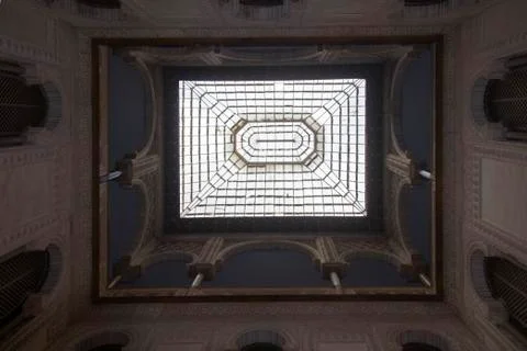 Palace ceiling with big window Stock Photos