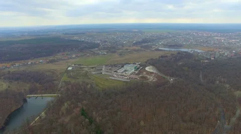 Palace in the forest, flying at quadrocopters Stock Footage 61104030