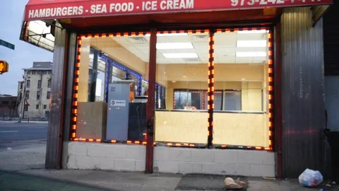 Palace Fried Chicken Empty Newark Streets Low Income Crime Neighborhood Video stock 127727757