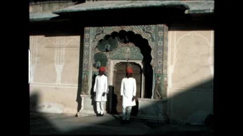 Palace Guards at Ornate Gate Stock Footage 276293236