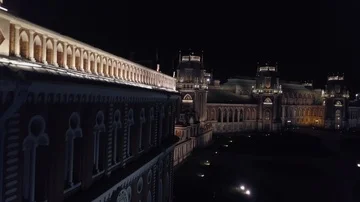 Palace illuminated during the night Stock Footage 85660202