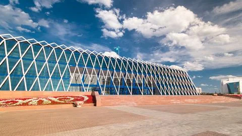 Palace of Independence timelapse hyperlapse, Central Asia, Kazakhstan, Astana Stock Photos