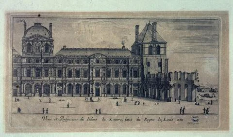 Palace of the Louvre, clock flag, current 1st arrondissement, Paris. (Dumm... Foto stock