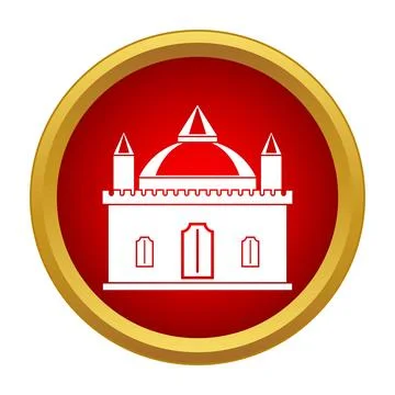 Palace or castle icon in red circle Stock Illustration