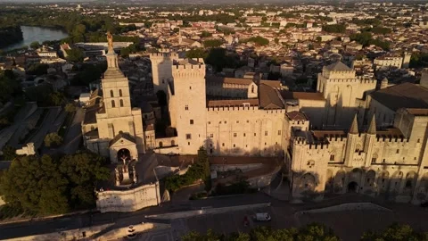 Palace of the Popes Gothic residence Avignon, France 14th century landmark Stock Footage 341841604