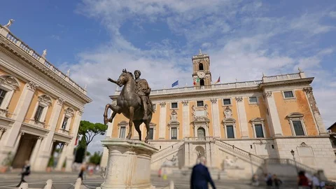 Palace of Senators, Bell Tower of the Senators Palace Rome, Italy Video stock 127592316