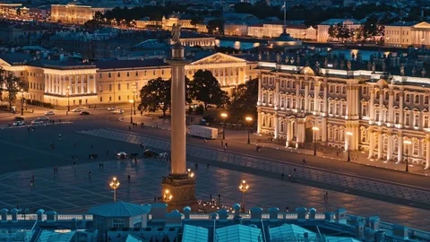 Palace square with the Alexander column Stock Footage 82465437
