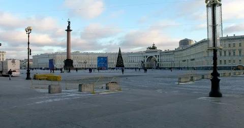 Palace Square, Alexander Column, Main staff, Saint Petersburg, Russia Stock Footage 71239405