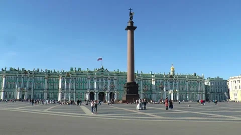 Palace Square and the Alexander Column on a clear summer day. Stock Footage 340529118