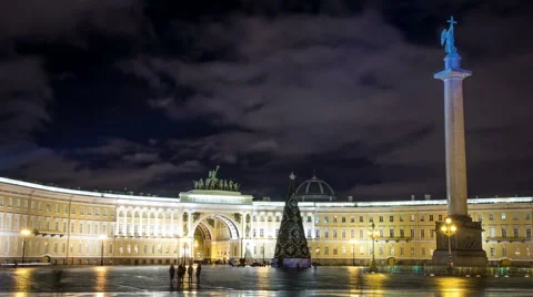 Palace square nigt time lapse Stock Footage 57976572
