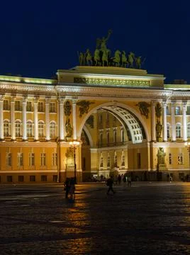Palace Square in St. Petersburg at night. Stock Photos