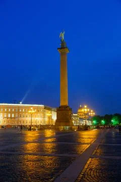 Palace Square in St. Petersburg at night. Stock Photos
