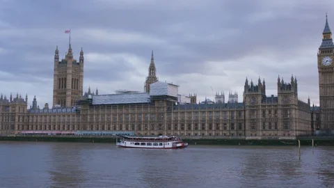 Palace of Westminster and Big Ben in London, England Stock Footage 129396341