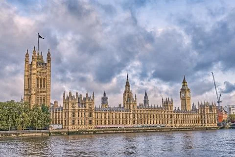 Palace of Westminster, Cloudy 库存照片