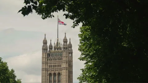 Palace Of Westminster Flag 022 스톡 동영상 148734114