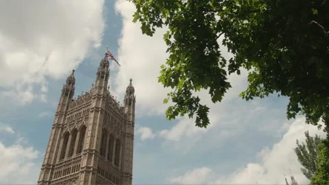 Palace Of Westminster Flag 025 Stock Footage 148735074