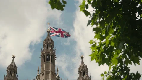 Palace Of Westminster Flag 026 스톡 동영상 148735373