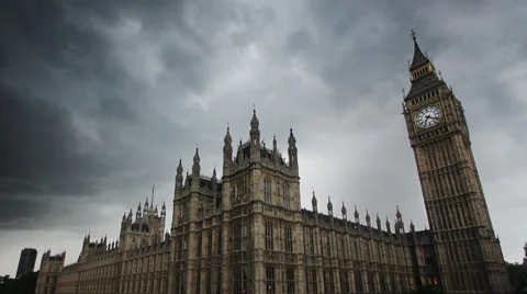 Palace of Westminster, London. Moody Time Lapse. Stock Footage