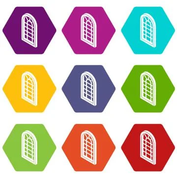 Palace window frame icons set 9 Stock Illustration