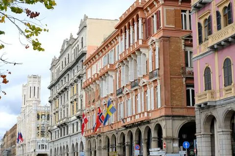 Palaces on the seafront of Cagliari. Foto stock