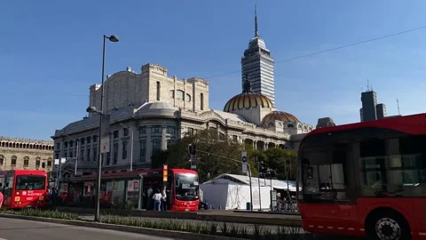 Palacio de Bellas Artes, Torre Latinoamericana time lapse, Mexico City CDMX Stock Footage 295899658