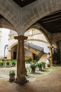 Palacio de Can Oleza mandado construir por la familia Descos en el siglo XV,  Stock Photos