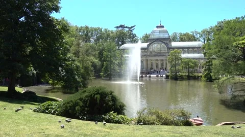 Palacio de Cristal in Parque de El Retiro. Madrid, Spain, may 2017. Stock Footage 133087730