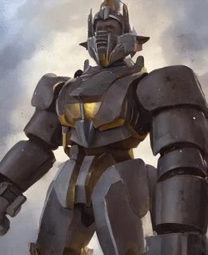 Paladin warrior in shell, medieval, ready for battle and defence Stock Illustration