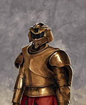 Paladin warrior in shell, medieval, ready for battle and defence Stock Illustration