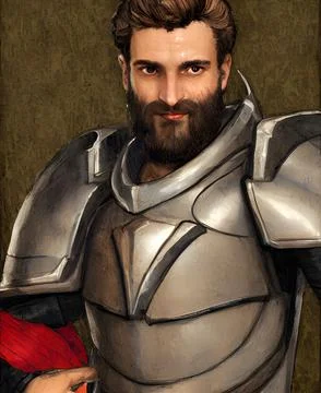 Paladin warrior in shell, medieval, ready for battle and defence Stock Illustration