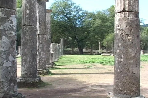 The Palaestra (training area) of the ancient Olympic Games at Olympia, Greece Stock Footage 638406