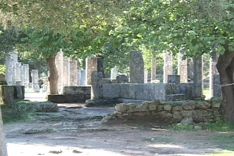The Palaestra (training area) of the ancient Olympic Games at Olympia, Greece Stock Footage 638407