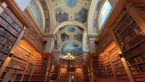 Palais Bourbon National Assembly library ceiling frescoes Stock Footage 336338646