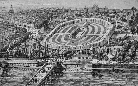 Palais de fer de l'exposition universelle de 1867, les grands travaux du siec Stock Illustration