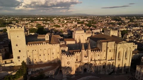 Palais des Papes in Avignon largest Gothic palace, France UNESCO World Heritage Stock Footage 341841391